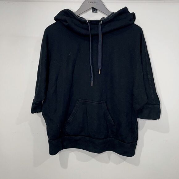 Aritzia Community Black Short Sleeve Pullover High Neck Hoodie - Picture 1 of 5